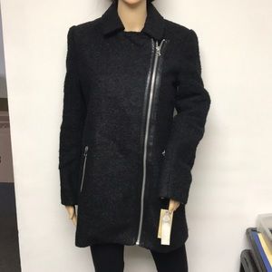 New American Rag Womens Medium zip up coat jacket classic wool blend Y2K black